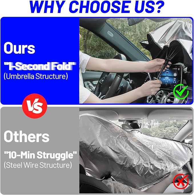 Windshield Sun Shade for Honda Accord 2003-2012, Foldable Umbrella Sunshade | Custom Fit Car Sun Visor with 360° Rotating Shaft, UV Protection Heat Shield Sun Blocker Heat Reflector and Easy Storage - Image 4