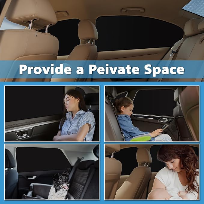 XCBYT Magnetic Car Side Window Shades, 100% Blackout Privacy Curtains | Blackout privacy for camping, naps & work. Keeps your car cool. Fits steel frames only, measure first - Image 3