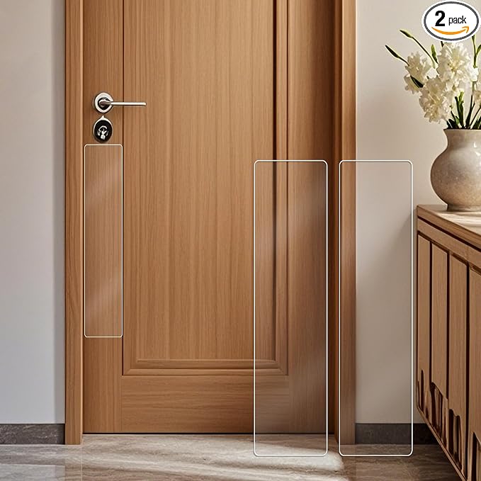 2 PCS 4"x17" Door Scratch Protector Dog, Self-Adhesive, Rounded Corners | Thickened Acrylic Door Protector from Dog Scratching, Anti-Scratch Guard for Dogs & Cats, Clear Protection by Profasion