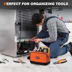 10" Small Tool Bag, Divider Zipper Pouch Tool Box Organizer | Waterproof, Heavy-duty Oxford, Smooth Zipper, Handle, Storage Case for Car Work Tool. Electrician Gift,Orange - Image 6