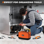 Tool Bag 2-Pack 12" 10", Divider Zipper Pouch, Small Tool Box Organizer | Waterproof, Heavy-duty Oxford, Smooth Zipper, Handle & D-Ring, Storage Case for Car Work Tool. Electrician Gift, Orange/Green - Image 6