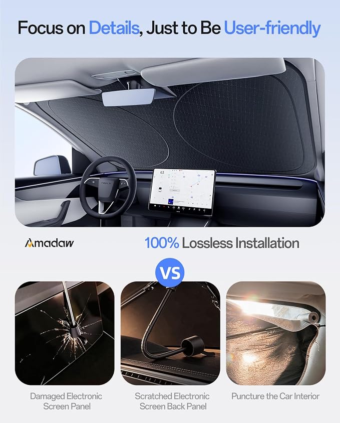 Windshield Sun Shade for Chevr Traverse/Blazer/Suburban 2000-2026, Custom Fit Sunshade, 100% UV Block & Heat Insulation, Custom Fit Sunshade, Foldable Car Sunshade with Storage Bag - Image 6
