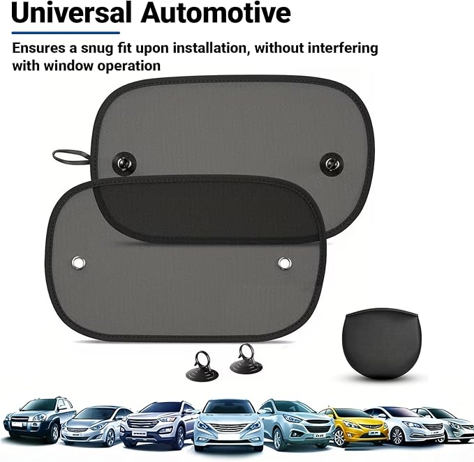 2 Pack Car Sun Shade, Universal UV Protection Sunshade for Side Windows for Side Window Sun Glare and UV Protection for Kids/Adults/Pets, Cars Suction Cup Sunshade, 20''x12'' Fits 98% Cars - Image 8
