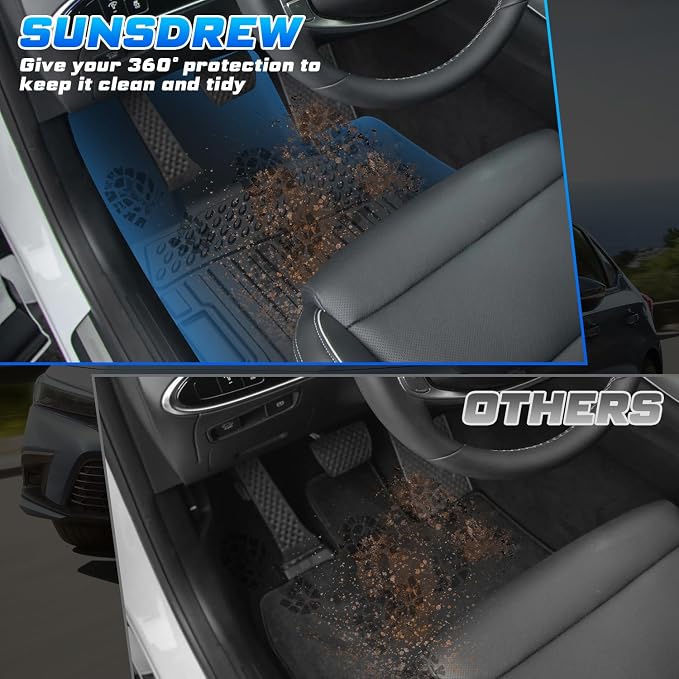 Sunsdrew Floor Mats for 2019-2026 Chevy Blazer/Cadillac XT5 (Not for EV)/for 2017-2023 GMC Acadia, All Weather Floor Liners Front Rear 2 Rows Car Mats Accessories TPE Rubber High Edge - Image 5