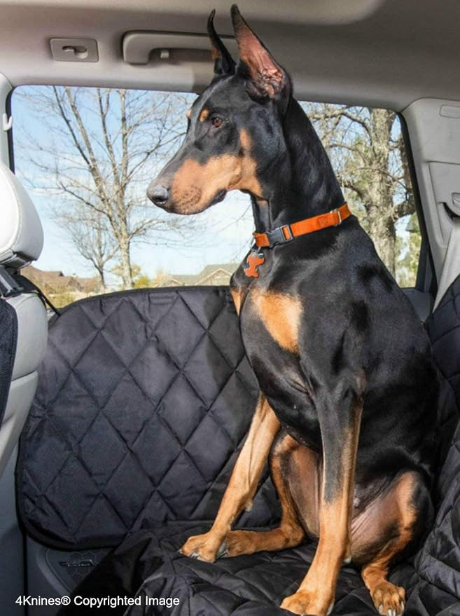 4Knines Durable Car Door Protector for Dogs – Waterproof, Set of 2 (Tan) | 27"W x 19"L; set of two quilted door guards with slide‑in tabs and optional Velcro; easy to install and clean. - Image 2