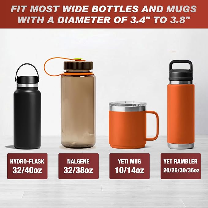 Frokom Cup Holder Expander for Car,Upgraded Car Cup Holder Expander Adapter with Offset Adjustable Base and 8" Tray, Fit Most Large Bottles and Mugs-Yeti Ramblers 14/24/36/46oz, Hydro Flasks 32/40oz - Image 4