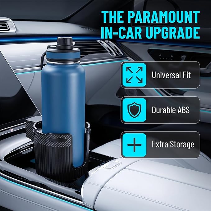 Car Cup Holder Expander with Adjustable Base for Large Bottles | U-shaped handle slot, holds bottles and mugs, secure non-slip support, quick twist adjustment, automotive accessories - Image 4