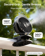 SWEETFULL Portable Misting Clip On Fan, USB-C Rechargeable Mini Personal Cooling Fan with 4 Speeds, 360° Rotatable, Quiet Cooling for Outdoor, Camping, Golf Cart, Travel, Stroller & Desk (Black) - Image 6