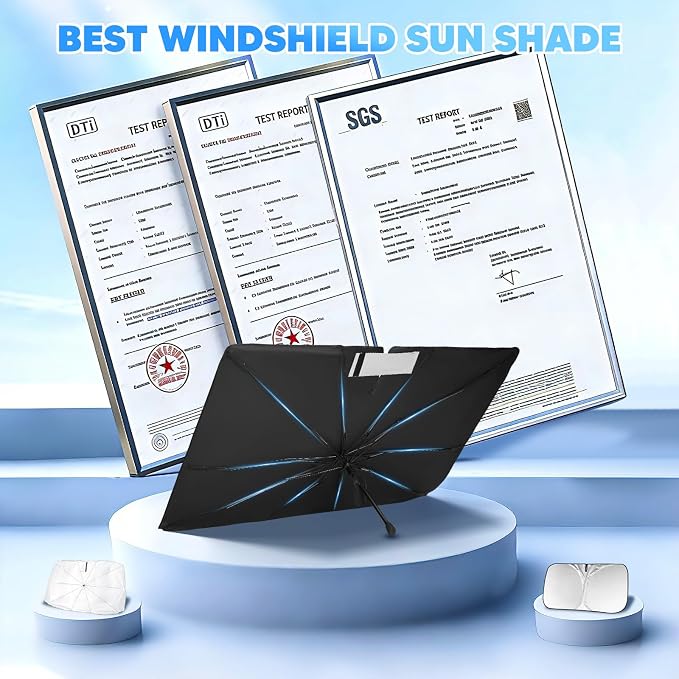 KUST Ice Crystal Windshield Sun Shade Umbrella for 【F150 F-150/ Silverado/Tundra/RAM 1500/ Sierra】 | Custom Fit Windshield Sunshade | Foldable Sunshade with Bendable Handle | Blocks Heat & UV Rays - Image 8