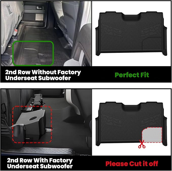 LASFIT Mats for Ford F-150 2011-2014 SuperCrew, Carpet Floor, Bucket Seat | All Weather TPE Protector Custom fit Truck Liners for F150 Crew Cab, Durable Anti-Slip Easy to Clean, 1st & 2nd Row - Image 3