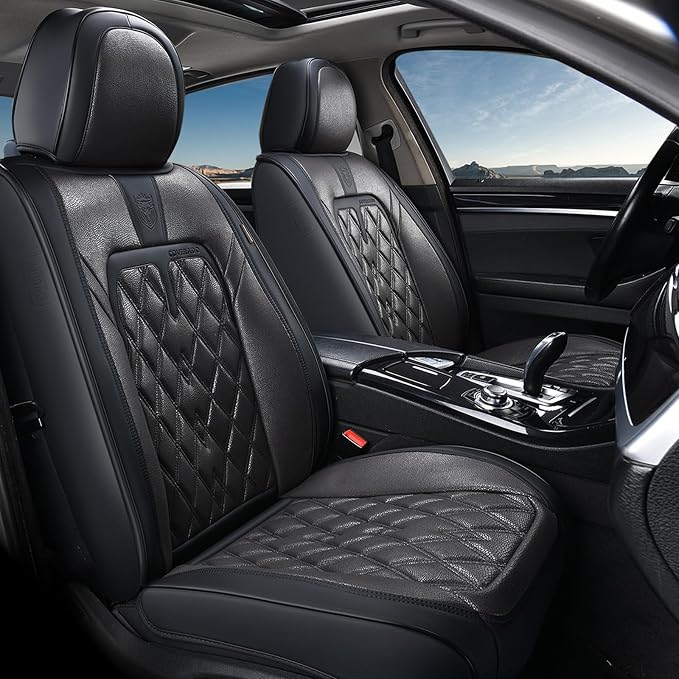 Coverado Car Seat Covers Front Seats, 2 Pack Waterproof Leather Seat Covers for Cars, Luxury Car Seat Protector, Anti-Slip Design Seat Cushions, Black Seat Covers Universal Fit for Most Cars - Image 9