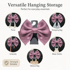 2-Pack Cute Bow Car Purse Hooks, Headrest Hangers, Leather pink | Cute bow hooks keep purses and bags organized within reach while saving space; fits most car headrests - Image 3