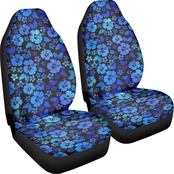 Hawaiian Hibiscus Front Seat Covers for Cars Trucks SUV Blue Floral Tropical Flower 2-Pack Car Seat Covers Auto Interior Covers for Truck Van SUV - Image 6