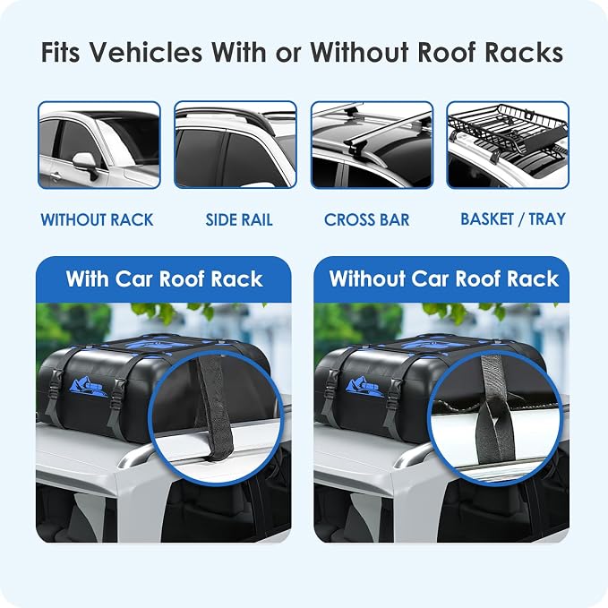 Car Rooftop Cargo Carrier Bag 15-20 Cubic Feet(15Cu.Ft-Blue) - Image 4