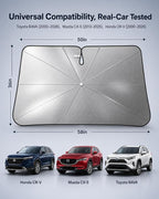 Zanch Windshield Sun Shade Umbrella for Toyota RAV4, Mazda CX-5, Honda CR-V | [99% UV Protection, Up to 75℉ Cooler] Snug Fit, scratch-free, Sturdy Frame, Foldable Front Sunshade Umbrella for SUV - Image 8