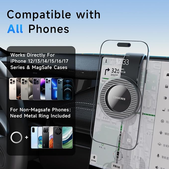 Anti-Shake Vacuum Suction Cup Phone Mount - 108LBS, Magnetic Car Mount, Bendable Car Phone Holder for Windshield Dashboard,Memory Alloy Arm, Car Accessories for iPhone 17/16/15，Texture Black - Image 8