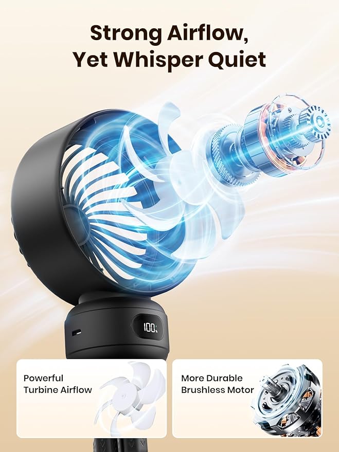 Warmco Portable Stroller Fan, 4000mAh Rechargeable Clip On Fan | Flexible Tripod, Up to 15H, 4 Speeds, LED Display, Detachable Grille, Quiet Operation, for Car Seat, Crib - Image 3