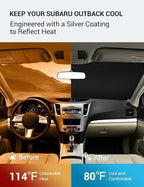 Proadsy Custom Fit Car Windshield Sun Shade for 2010-2014 Subaru Outback | 240T Heat Shield, Drops Temp 54°F, Blocks 99% UV, Prevents Dashboard Cracking, Summer Parking & Beach Trips, Easy Twist-Fold - Image 3
