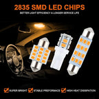 iFunyLED 24 Pieces Dome Light LED Car Interior Bulb Kit Set 194 T10 DE3175 578 31mm 42mm Bulbs Interior Replacement Lights for Car Map License Plate Door Side Marker Cornering Trunk Light - Amber - Image 5