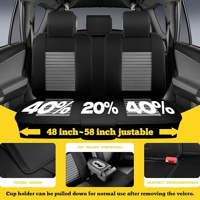 Front Car Seat Covers, Faux Nappa Leather for Sedan SUV, 2 Seats | Waterproof, Breathable and Airbag Compatible, Helps Reduce Slipping, Gray+Black - Image 5
