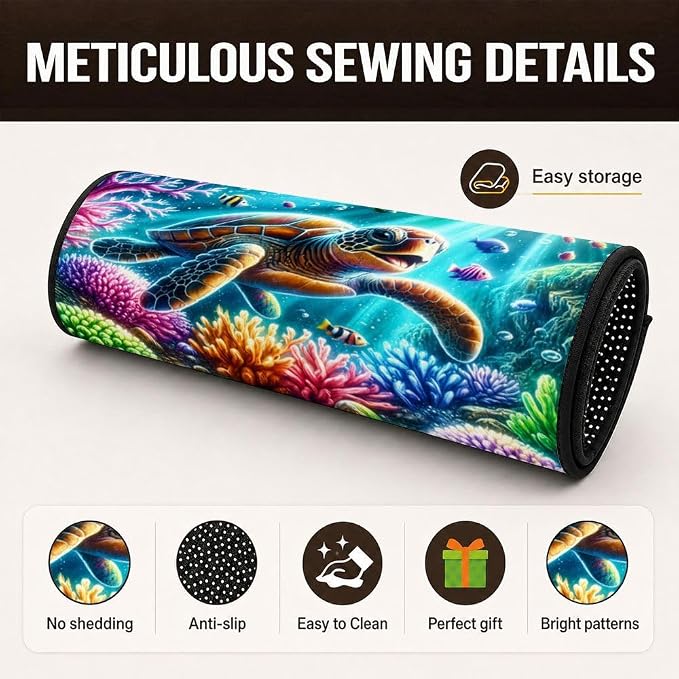 Car Trunk Mat for SUV, 29"x39" Cute Colorful Turtle Cargo Liner Protector | All Weather Universal Cargo Liners for Dogs, Car Accessory for SUVs/Sedan/Wagons, Durable Non-Slip Washable Rear Cargo Mat - Image 3