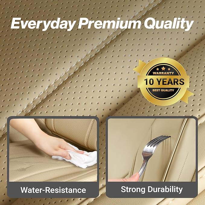 Coverland Premium Custom Fit Truck Car Seat Covers Full Set Seat Waterproof | Airbag Compatible Non-Slip Seat Cover for Silverado, Sierra 1500, 2500HD, 3500HD [Beige - Size Chart X52] - Image 7