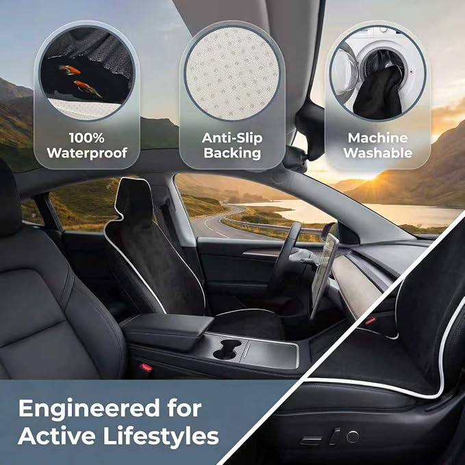 Waterproof Stain Resistant Towel Car Seat Covers | Universal Non-Slip for Gym Workout, Swimming, Beach and Workout Outdoor , Machine Washable(Black,2 Pack) - Image 4