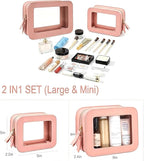 KOTORA Clear Makeup Bag Set for Women Portable Clear Make up Bag Cute Waterproof Travel Cosmetic Case Toiletry Pouch for Car Essentials for Women Girls (Pink) - Image 3