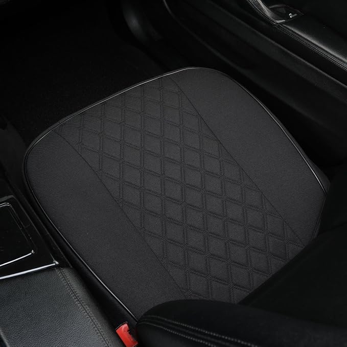 West Llama Linen Front Car Seat Cover Protector Anti-Slip Bottom Seat Cover Fits 95% of Vehicles,Wrapping Around The Bottom,Diamond Pattern(Black-1Pcs) - Image 8