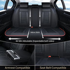Seat Covers, Car Seat Covers Full Set, Luxury Nappa Leather Seat Covers, Breathable and Waterproof Car Seat Protector 5 Seat, Automotive Seat Covers Universal Fit for Most Cars-BlackRedline - Image 3