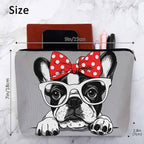 Makeup Bag French Bulldog Makeup Bags For Purse Pouch, Cute Puppy Bulldog Glasses Travel Toiletry Bag Cosmetic Bag Makeup Bags Flax Makeup Organizer Bag Pencil Pouch For Man Woman, Gray - Image 4