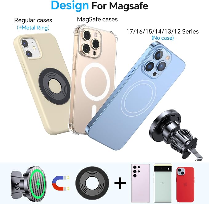 Coolpow Magsafe Car Mount Charger, Magnetic Wireless Car Charger for iPhone | Magsafe Car Charger Magnetic Phone Holders for Your Car Accessories Car Phone Holder Mount for iPhone 17 16 15 (Carbon Fiber) - Image 8