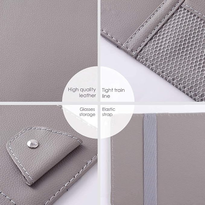 Gray Car Sun Visor Organizer, Multi-Purpose Auto Document Storage Accessory | Visor accessories multi-slot design stores docs, cards & sunglasses, slim fits all vehicles without obstructing sight - Image 5