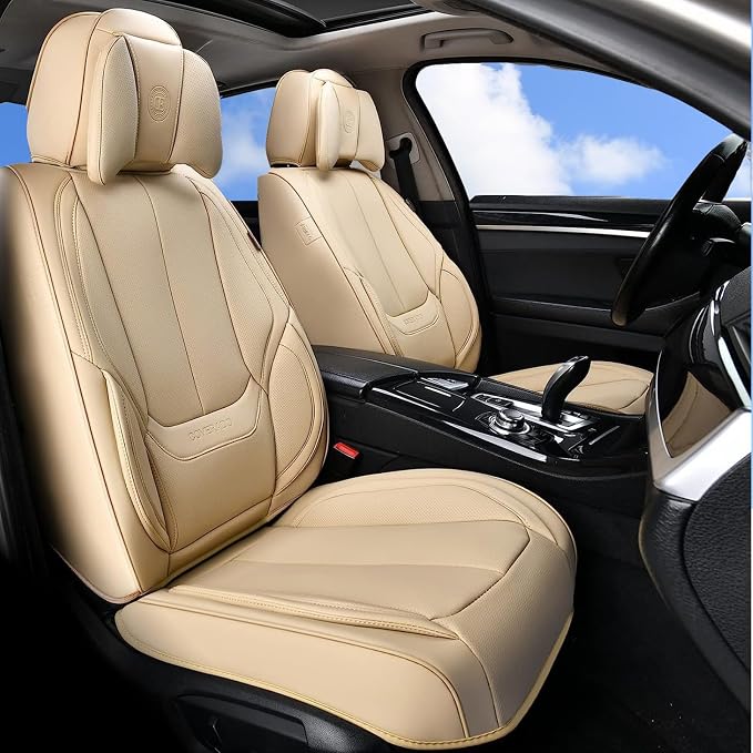 Coverado Car Seat Covers, Seat Covers for Cars, Waterproof Leather Auto Seat Protectors, Leather Car Seat Cushion, Car Interiors Accessories Universal Fit for Most Cars by COVERADOAUTO