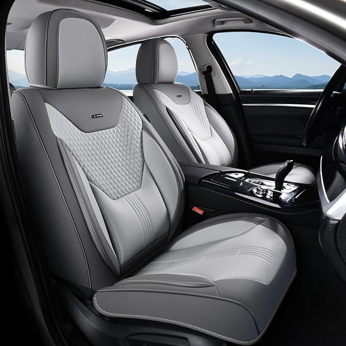 Coverado Car Seat Covers Full Set, Front Seat Covers with Lumbar Support and Back Seat Cover Waterproof Leather Automotive Seat Cover, Universal Car Interior Protectors Cushion for Most Cars - Image 8