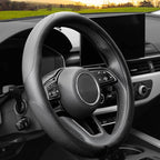 YHONGJT Soft Microfiber Leather Anti-Slip Car Steering Wheel Cover, Universal Fit 15 Inch for Women Girls, Fit Vehicles, Sedans, SUVS, Vans, Trucks - Black by Unknown