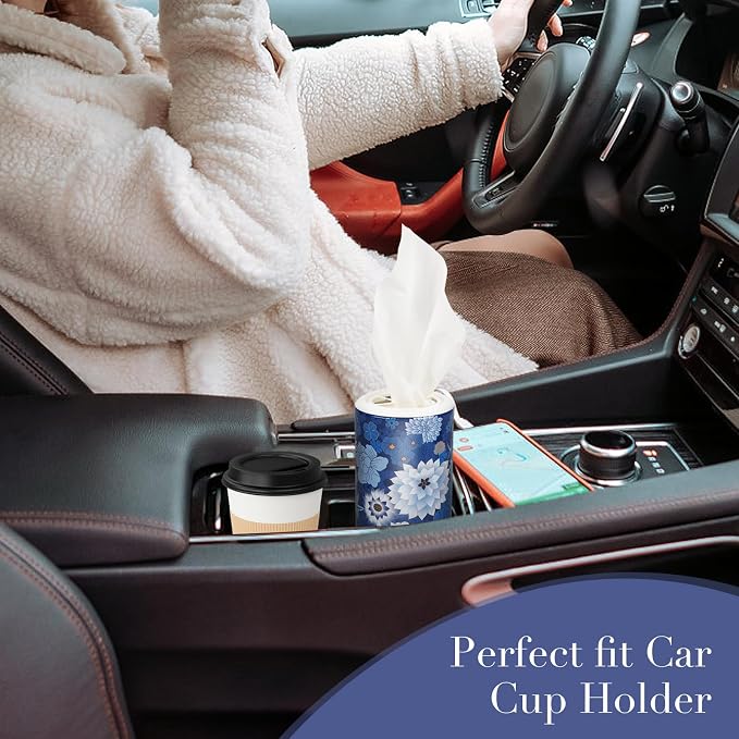 Facial Tissues with Cap - 4 PK Car Tissues Cylinder,Car Tissue Holder with Facial Tissues Bulk,Round Tissue Boxes,Travel Tissues for Cup Holder,Round Tube tissues - Image 3