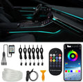 Upgraded 6-in-1 Car Ambient Lighting Kit, 315-inch Pre-Threaded Fiber Optic, APP & Remote Control, 16 Million Colors, Music Sync, High Brightness LED Interior Lights for Cars, Trucks, SUV by WEBUPAR