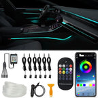 Upgraded 6-in-1 Car Ambient Lighting Kit, 315-inch Pre-Threaded Fiber Optic, APP & Remote Control, 16 Million Colors, Music Sync, High Brightness LED Interior Lights for Cars, Trucks, SUV by WEBUPAR