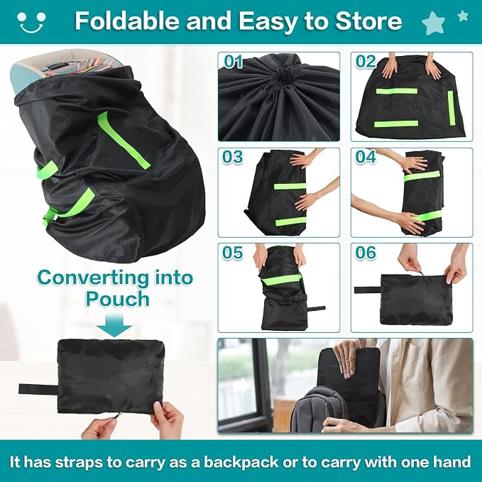 Waterproof Car Seat Bags For Airplane Travel, Durable Carseat Cover For Air Travel Car Seat Travel Bag with Shoulder Straps and 2pcs Luggage Tags For Airplane - Image 5