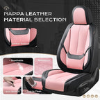Coverado Seat Covers, Car Seat Covers Front Seats, Car Seat Cover, Car Seat Protector Waterproof, Car Seat Cushion Leather, Seat Covers Carseat Cover Universal Fit for Most Cars Black-Pink - Image 3