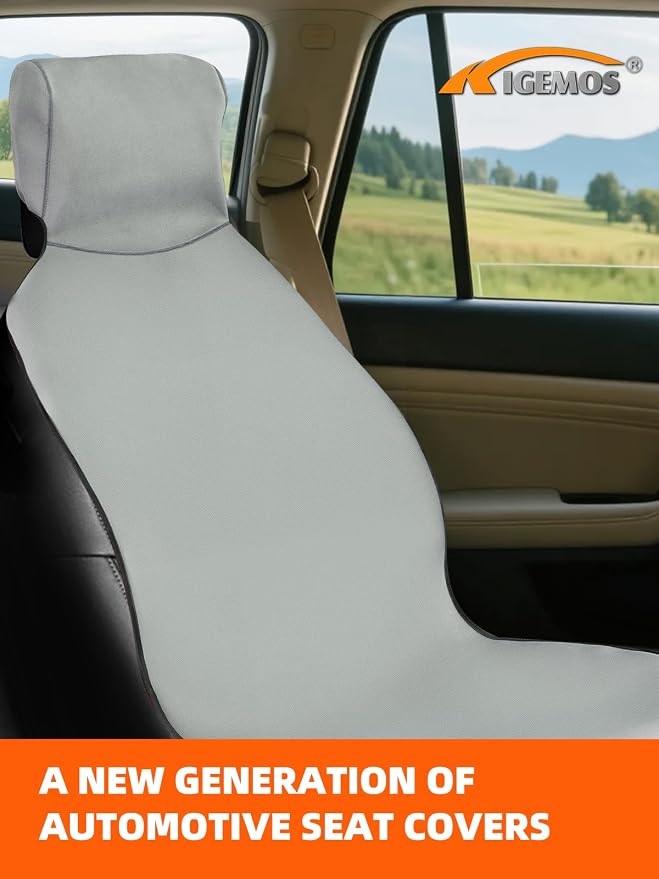 Universal Fit Waterproof Car Seat Cover - Rubber-Based Protection for Athletes, Fitness & Pets - Non-Slip Interior Backing, Includes Seat Belt Protector - Gray - Image 7