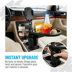 Car Cup Holder Tray, 4-in-1 Vehicle Drink Holder Expander Adapter with Phone Holder & Food Tray Table, Auto Center Console Cupholder Eating Table Organizer, Universal Fit (Carbon Fiber) - Image 5