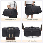 120L Foldable Collapsible Waterproof Travel Duffel Bag for Men and Women | with Shoe Compartment, Black, 34" Duffle for Weekender Gym Sport, Tear Resistant - Image 6