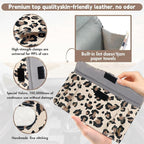 2 Pcs Sunglass Holder and 1Pcs Car Tissue Holder for Car,Magnetic Leather Sunglasses Holder Car Sun Visor Glasses Hanger Clip,Car Interior Accessories for Women(Light Brown Leopard Print) - Image 4
