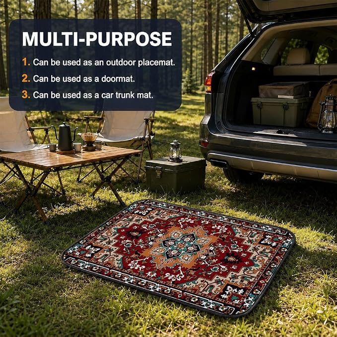 Car Trunk Mat for SUV, 31"x47" Colorful Persian Cargo Liner Protector | All Weather Universal Cargo Liners for Dogs, Car Accessory for SUVs/Sedan/Wagons, Durable Non-Slip Washable Rear Cargo Mat - Image 5
