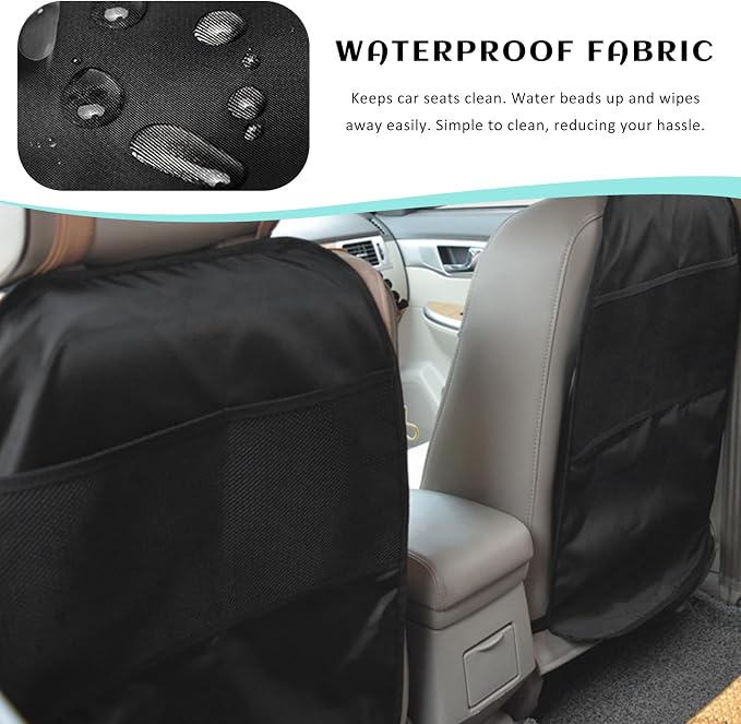 2 PCS Kick Mat Back Seat Protector, Waterproof Auto Seat Back Cover Protector with 2 Mesh Pockets, Anti-Mud Backseat Protective Cover Large Kick Mats for Car Truck SUV - Image 5
