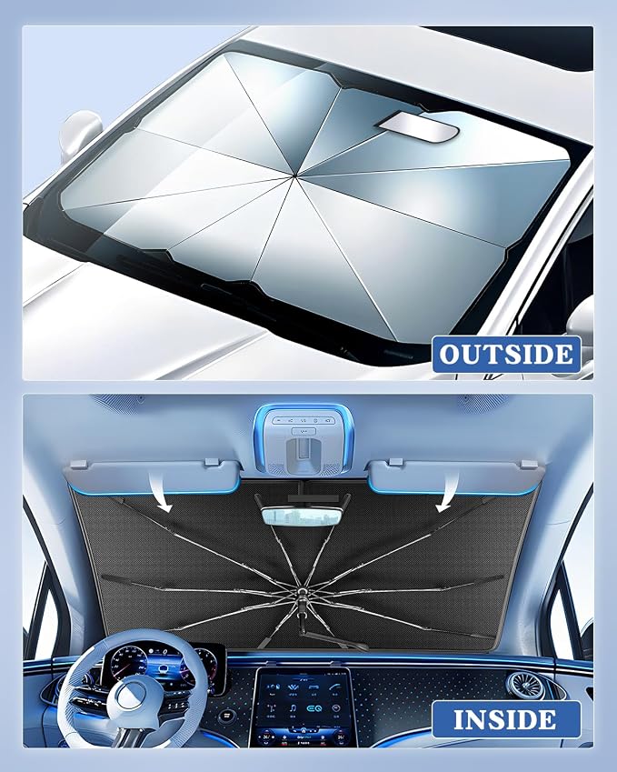 Portable for Nissan Titan 2020-2024 2025 Windshield Sunshade Umbrella with Carry Bag, 2 in1 Ice Crystal Durable Compact Shade Umbrella UPF50+ UV Front Window Heat Insulation Protection Outdoor Camping - Image 8