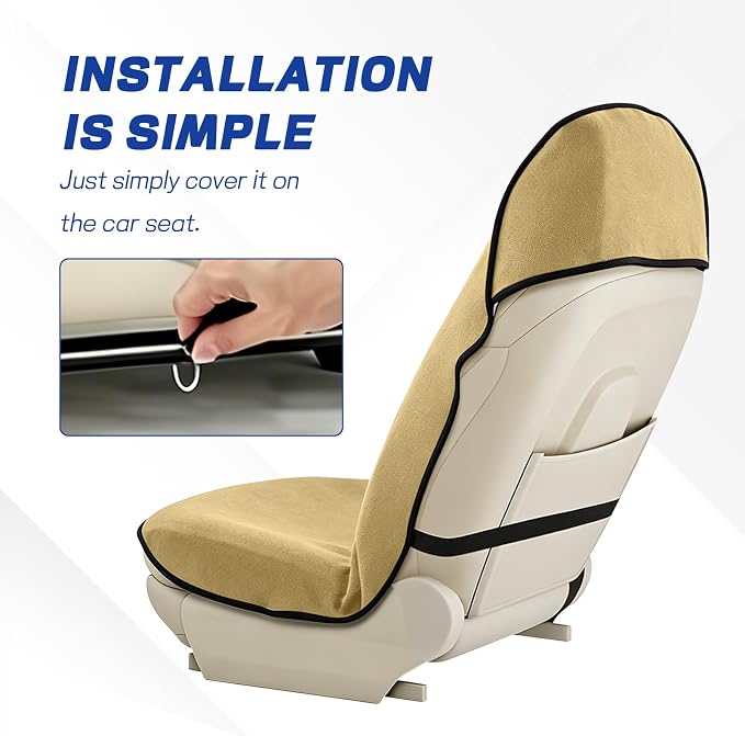 Waterproof Car Towel Seat Cover, Sweating Non Slip Car Seat Cover Protector for Gym Workout, Running, Swimming, Beach and Hiking, Machine Washable, Universal Fit for Front Seats (Yellow) - Image 4