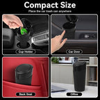 Car Trash Can Bin with Lid - Mini Car Garbage Can Cup Holder-Black Small Leakproof Vehicle Trash Garbage Can Bin-Automotive Car Organizers and Storage for Back Seat SUV Truck Accessories - Image 3